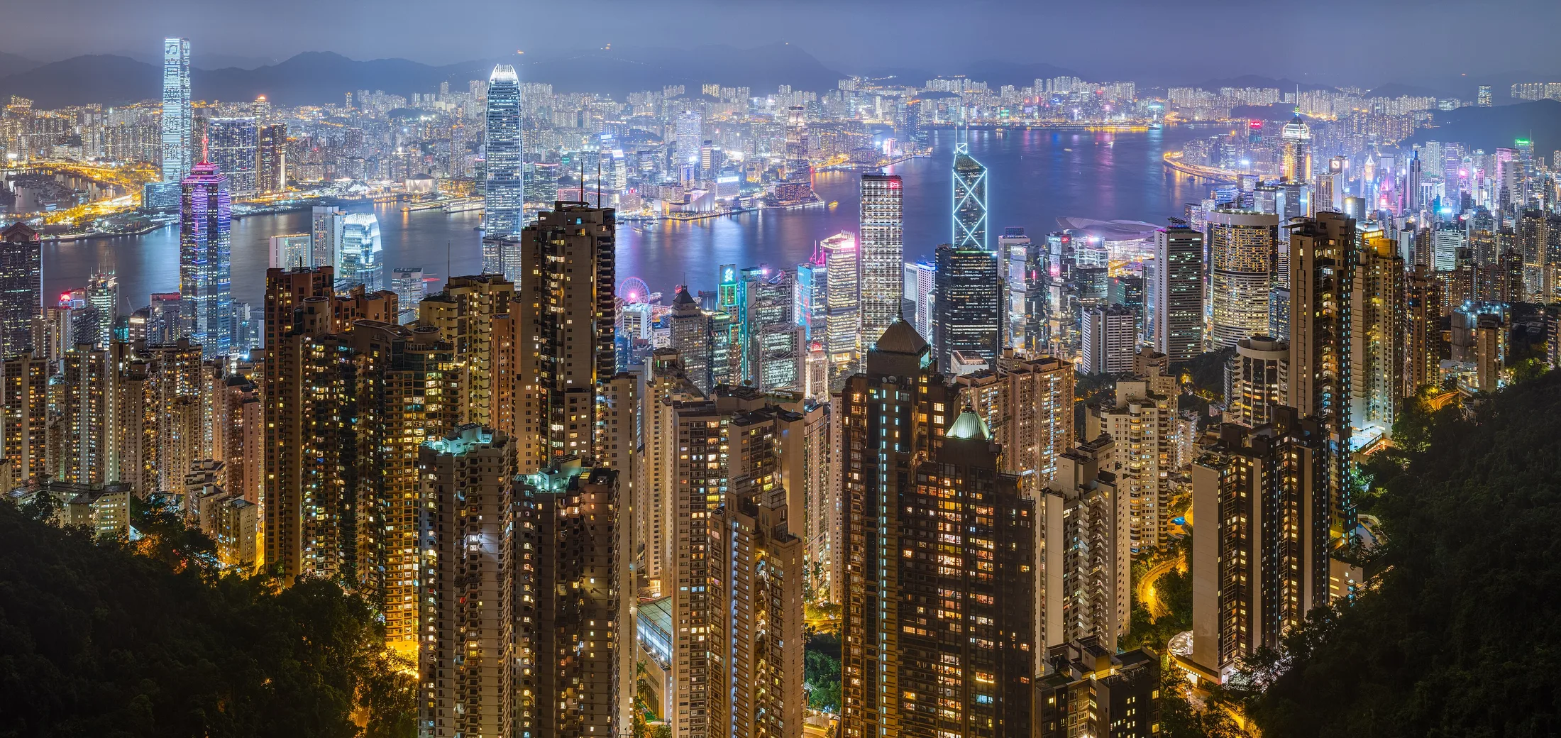 Hong Kong skyline and Victoria Harbour at night